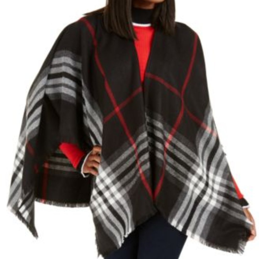NEW-$30-V. Fraas Plaid Ruana/ Poncho
